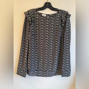 Akris Punto Black and White Boom Box Patterned Blouse size M/6 Silk